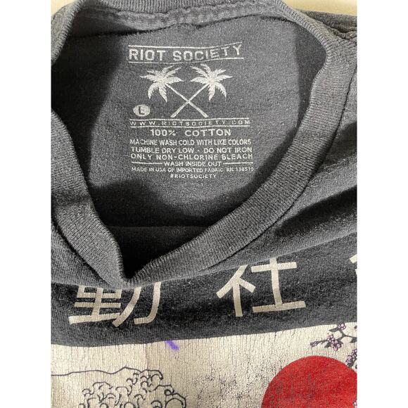 Riot Society Grim Reaper Surf Tee Black Graphic Shirt L - Picture 6 of 6